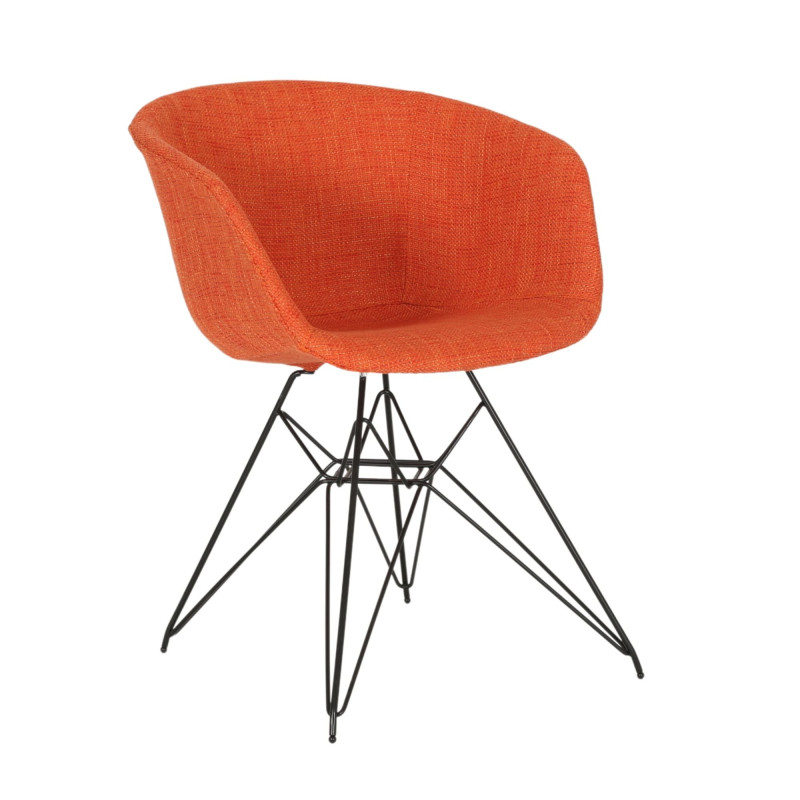 Chaise en tissu rembourré pieds métal noir RAY
