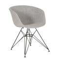 Chaise en tissu rembourré pieds métal noir RAY