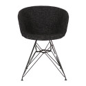 Chaise en tissu rembourré pieds métal noir RAY