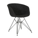 Chaise en tissu rembourré pieds métal noir RAY