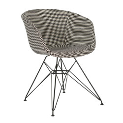 Chaise en tissu rembourré pieds métal noir RAY