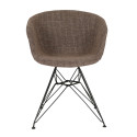 Chaise en tissu rembourré pieds métal noir RAY