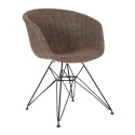 Chaise en tissu rembourré pieds métal noir RAY
