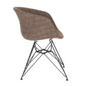 Chaise en tissu rembourré pieds métal noir RAY