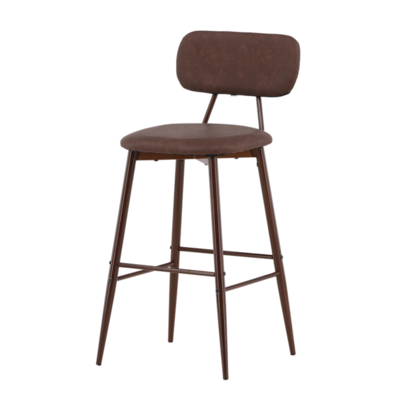 Tabouret de bar avec dossier en simili et métal TILT
