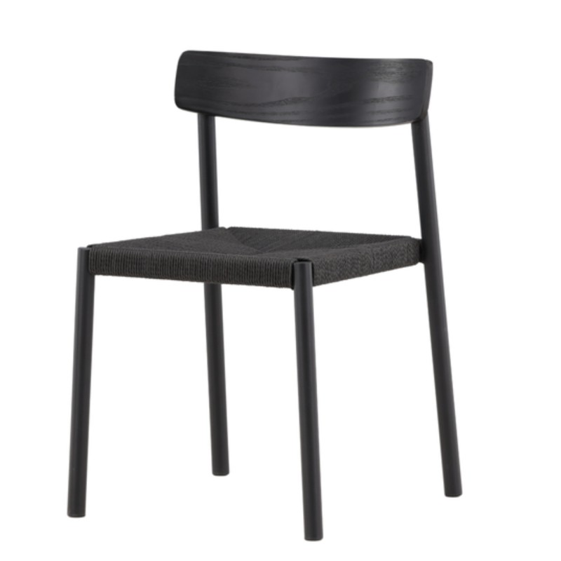 Chaise moderne noir en rotin et métal VALO