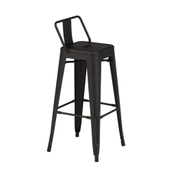 Tabouret de bar industriel en métal noir BOGGO