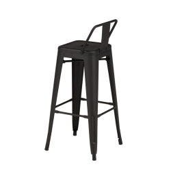 Tabouret de bar industriel en métal noir BOGGO