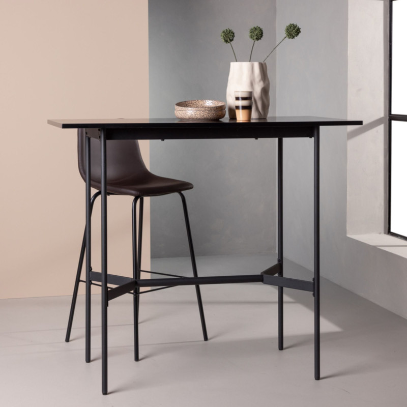 Table de bar minimaliste en bois et métal 120cm HONIA
