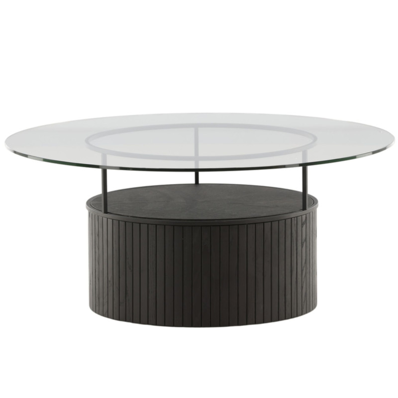 Table basse design en métal noir avec plateau en verre OLIVIA