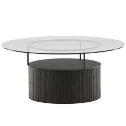 Table basse design en métal noir avec plateau en verre OLIVIA