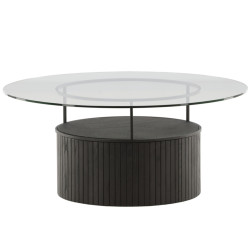 Table basse design en métal noir avec plateau en verre OLIVIA