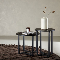 Table basse moderne en bois noir BOTRA