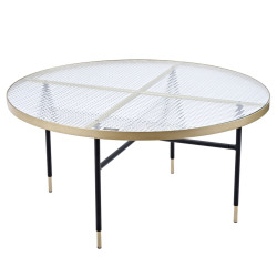 Table basse en métal doré avec plateau en verre BUBLA