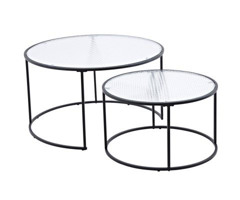 Duo de tables basses en métal avec plateau en verre TAMPA