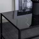 Table basse en métal noir avec plateau en verre DIPPA