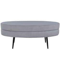 Banc oval tendance en velours côtelé gris LOSTO