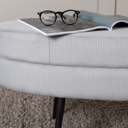 Banc oval tendance en velours côtelé gris LOSTO