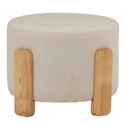 Pouf moderne en tissu et bois blanc CODY