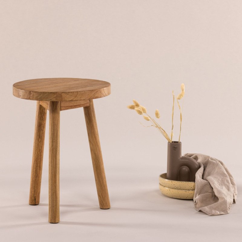 Tabouret rond moderne en bois BERNY