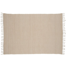 Tapis rectangulaire beige en laine avec franges 350cm AMAURY