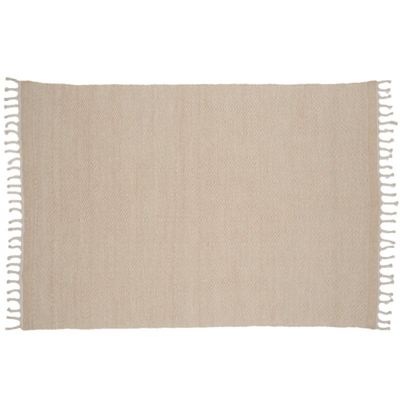 Tapis rectangulaire beige en laine avec franges 300cm AMAURY