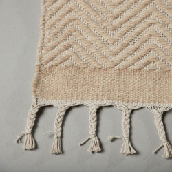 Tapis rectangulaire beige en laine avec franges 300cm AMAURY