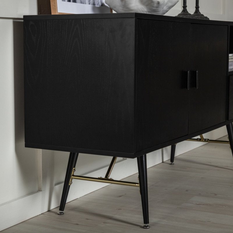 Buffet bas moderne en bois noir avec pieds en métal IVANO