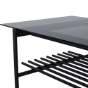 Table basse industrielle rectangulaire avec plateau en verre VONA