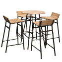 Set table de bar + 4 tabourets en bois et métal FETIDE