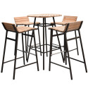 Set table de bar + 4 tabourets en bois et métal FETIDE