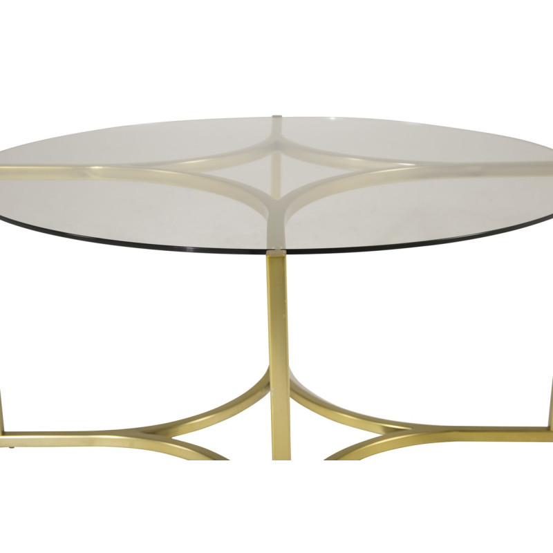 Table basse élégante en métal doré avec plateau en verre KAIA