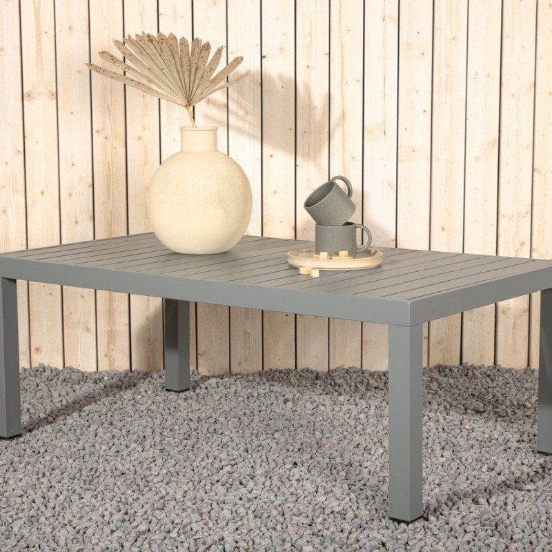 Table basse extérieur 120x70cm en aluminium kaki BELL