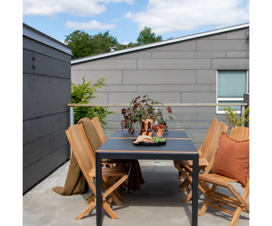 Table de jardin 200x100cm en aluminium et bois MADRYN