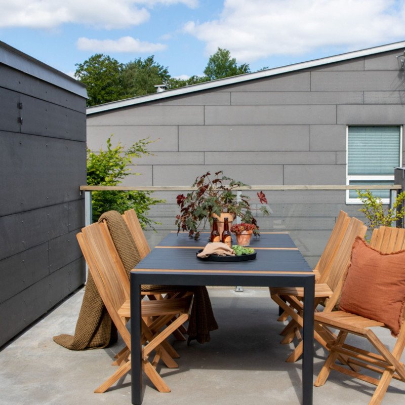 Table de jardin 200x100cm en aluminium et bois MADRYN