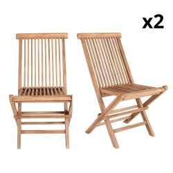 Lot de 2 chaises de jardin en bois pliante TORETO