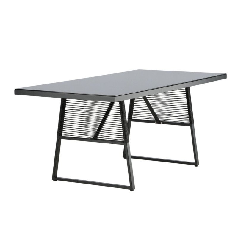 Table de jardin design plateau verre fumé 193x90cm CORDOBA