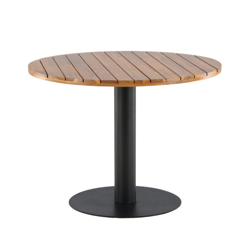 Table de jardin ronde 100cm en bois massif et métal BADDA