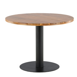 Table de jardin ronde 100cm en bois massif et métal BADDA