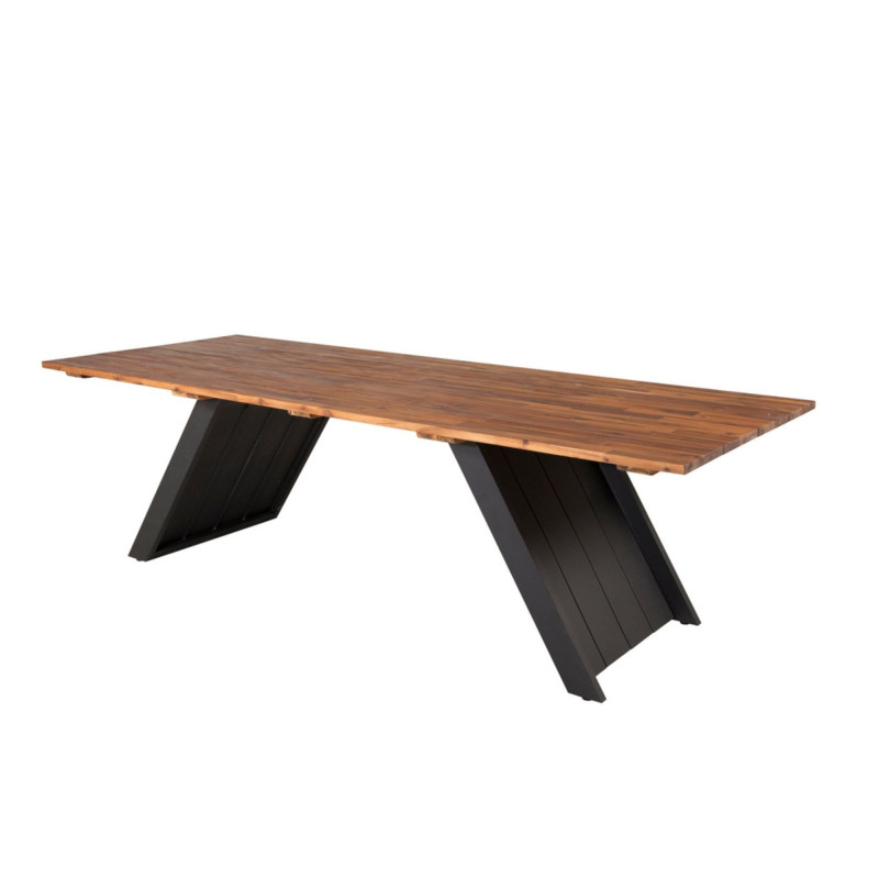 Table de jardin 250x100cm en bois pieds métal VELICA