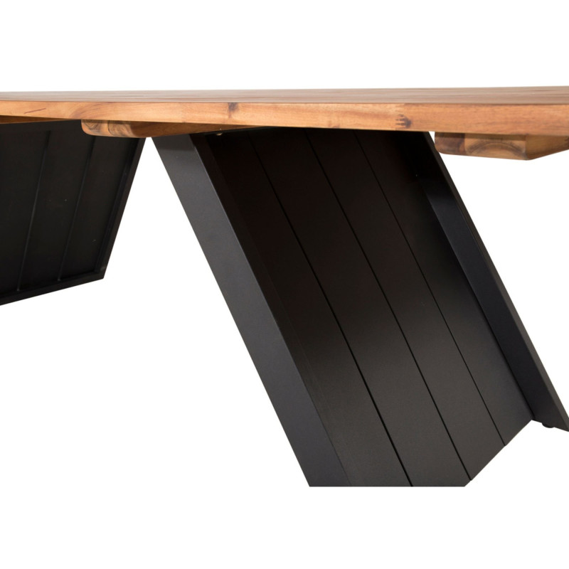 Table de jardin 250x100cm en bois pieds métal VELICA