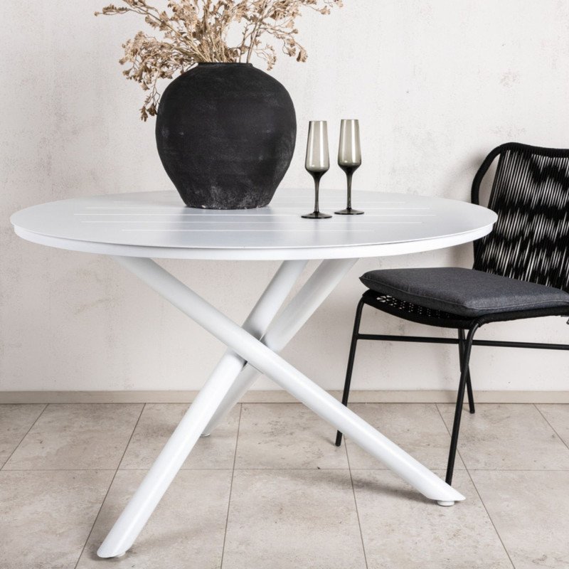 Table de jardin ronde 120cm en métal noir RENAFA