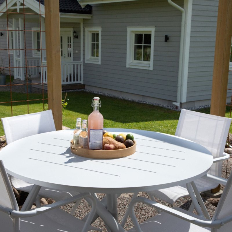 Table de jardin ronde 120cm en métal noir RENAFA