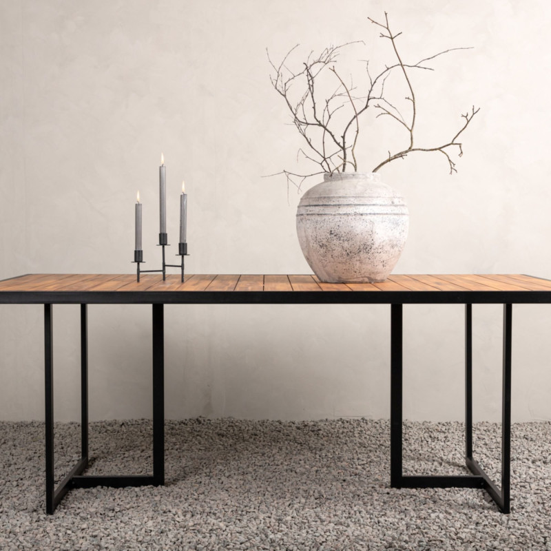 Table de jardin moderne 200x100cm en bois et métal MENDOZA
