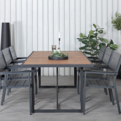 Table de jardin moderne 200x100cm en bois et métal MENDOZA