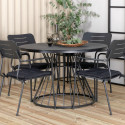 Table de jardin ronde en métal noir 120cm SULLANA