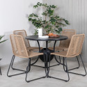 Table de jardin ronde 90cm en métal noir PUCALIPA