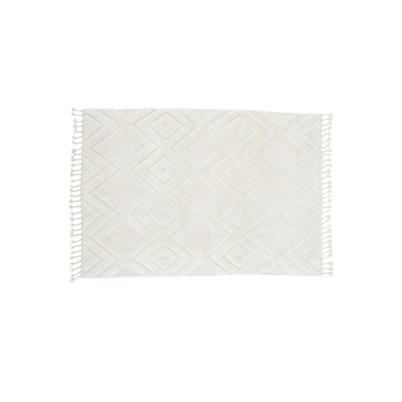 Tapis rectangulaire blanc style bohème en laine 230cm OTHMAN