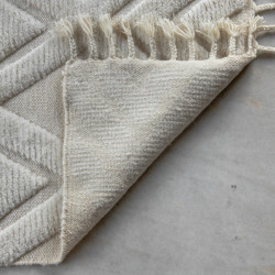 Tapis rectangulaire blanc style bohème en laine 230cm OTHMAN