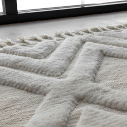 Tapis rectangulaire blanc style bohème en laine 230cm OTHMAN